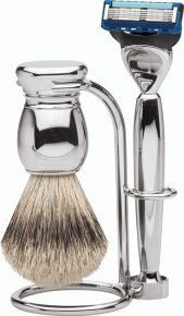 Erbe Shaving Shop Premium Design MILANO Rasiergarnitur Silberspitz & Fusion Metall glänzend