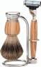 Erbe Shaving Shop Premium Design MILANO Rasiergarnitur Dachshaar & Mach3 Olivenholz