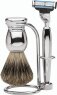 Erbe Shaving Shop Premium Design MILANO Rasiergarnitur Dachshaar & Mach3 Metall glänzend